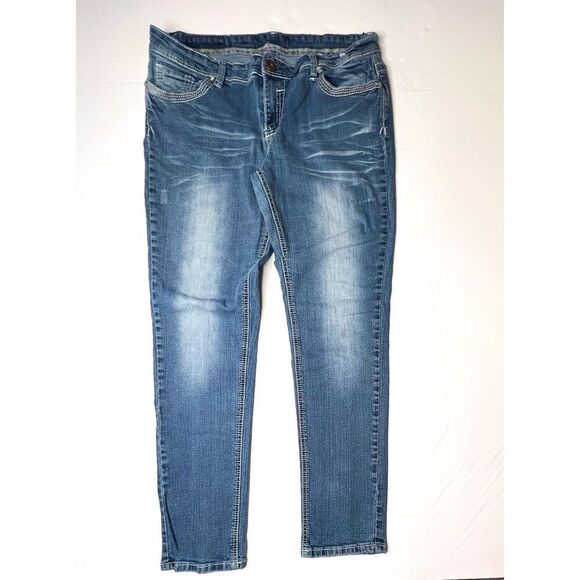 Twenty One Black by Rue 21 Low Rise Boyfriend Fade Stretch Blue Jeans sz 5/6 - Picture 1 of 10